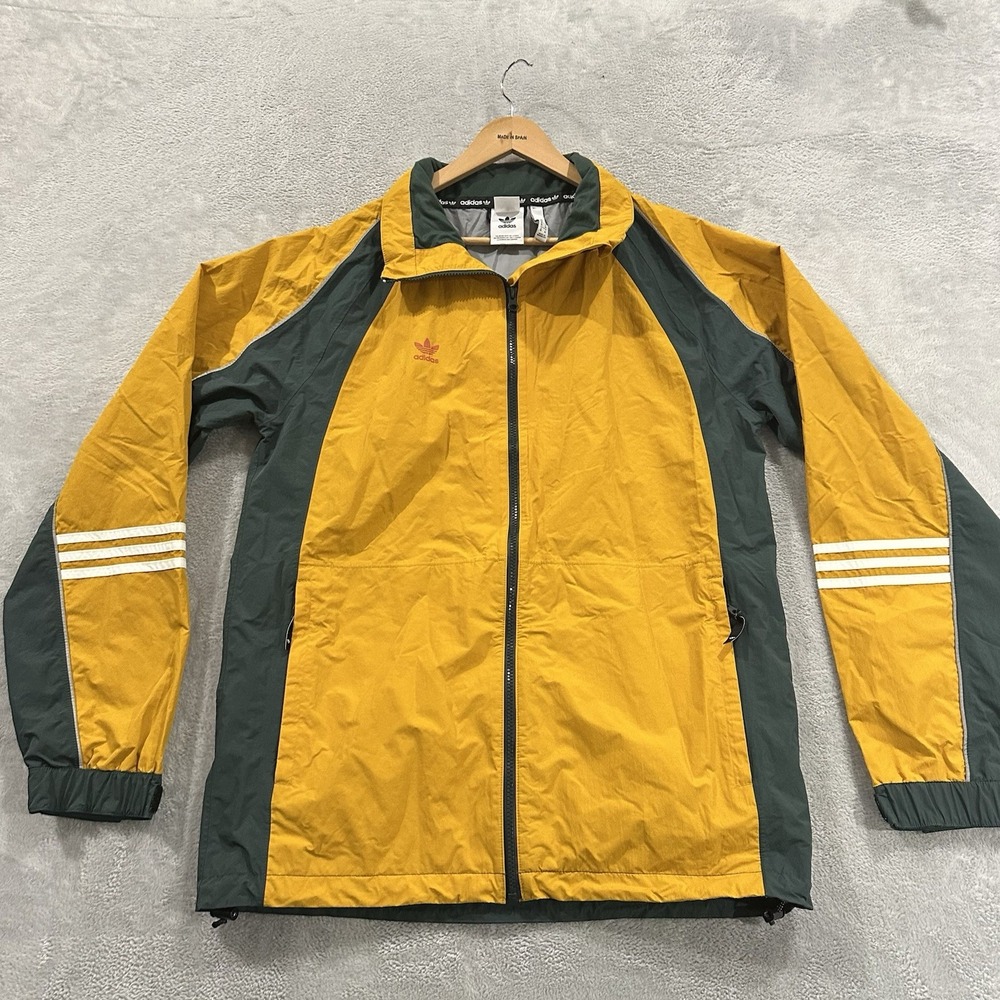 Adidas Sample Full Zip Windbreaker Jacket Men M Yellow Green DNA Snowboard